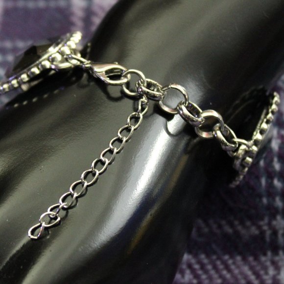 Silver-tone Acrylic Faceted Chain Bracelet - Picture 7 of 7